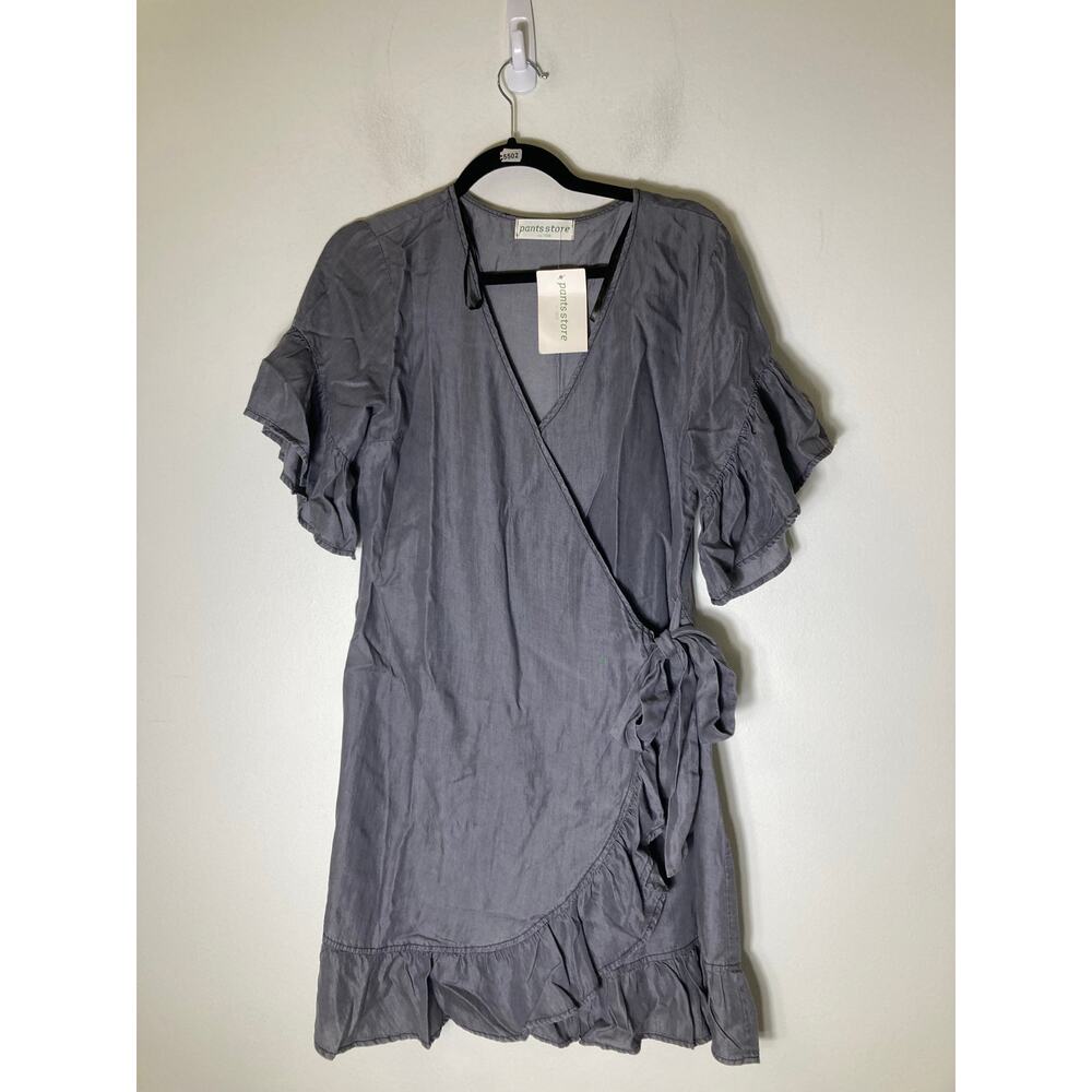 ASTR The Label Slate Gray Wrap-Style Ruffle Dress